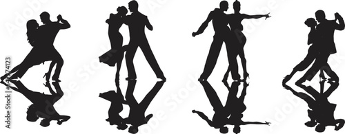 vector silhouette of a couple dancing ballroom dance