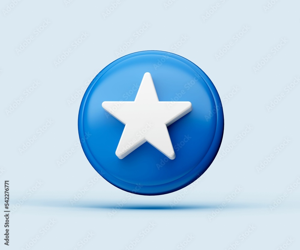 3D illustration of star or bookmark icon or symbol on blue background with shadow 3D illustration of star or bookmark icon or symbol on blue background with shadow