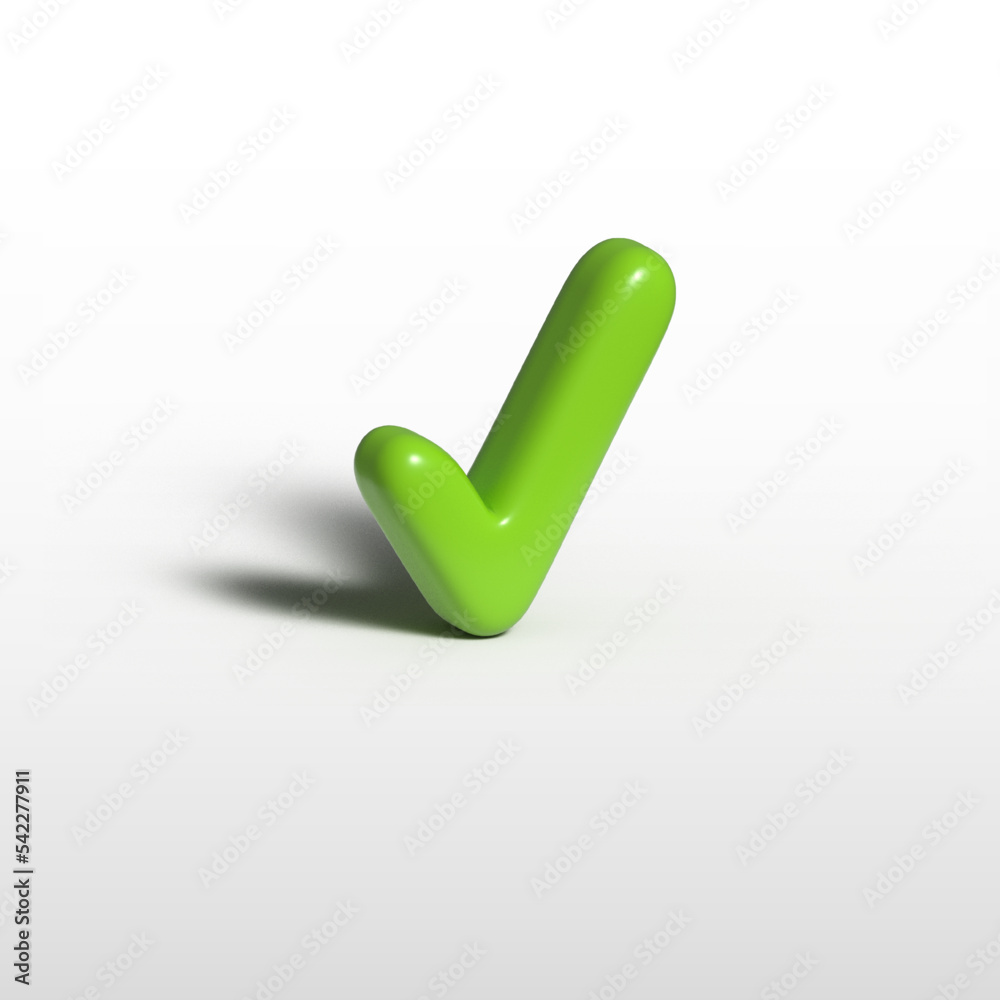 Check mark icon in 3D. Realistic vector illustration with shadow on white background. Check mark icon in 3D. Realistic vector illustration with shadow on white background.