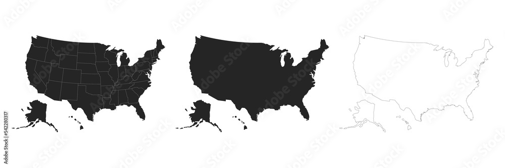 States of America territory. North America and Alaska. Vector illustration. EPS 10