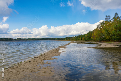 Pisochne Lake  Melnyky  Shatsk National Natural Park  Volyn region  Ukraine. The Shatskyi Lakes group. Beach by the lake.