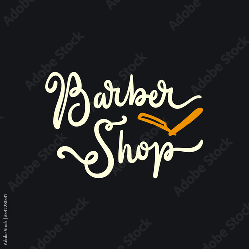Vintage lettering barbershop logo design