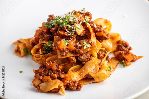 tagliatelle pasta with bolognaise photo