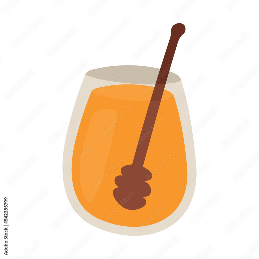 Vector flat illustration with a jar of honey. Design elements for christmas card, poster, invitation, poster, packaging. Vector flat illustration with a jar of honey. Design elements for christmas card, poster, invitation, poster, packaging.
