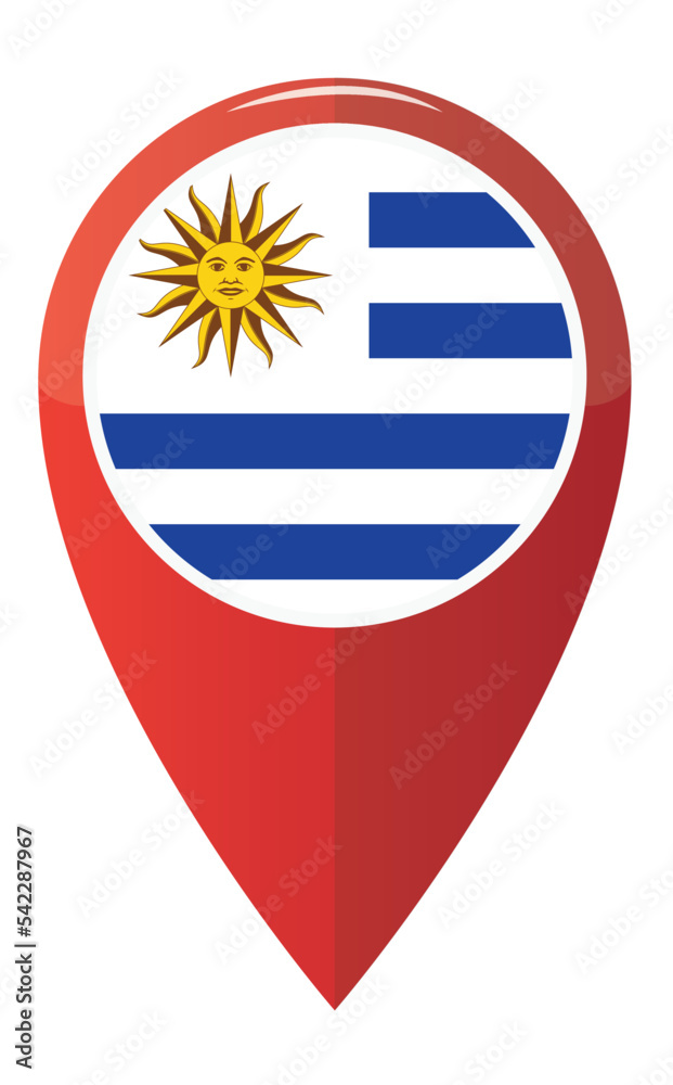 Fototapeta premium colorful uruguay map application pin point label symbol