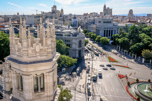 Views from Cibeles Palace at the city of Madrid, Spain