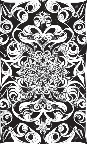 Decorative black and white gothic ornament, base for tattoo