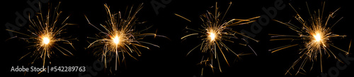 Set of sparkler isolated on black background.