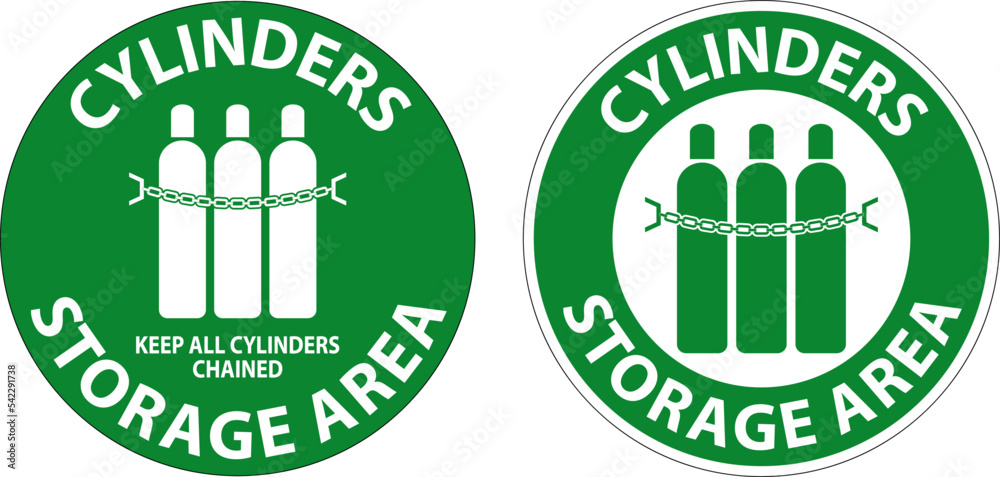 Floor Sign Cylinder Storage Area, Keep All Cylinders Chained Floor Sign Cylinder Storage Area, Keep All Cylinders Chained