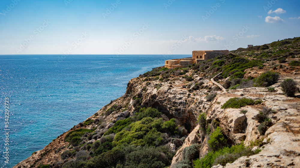 Abandoned Fortress with canons, Comino island, Malta