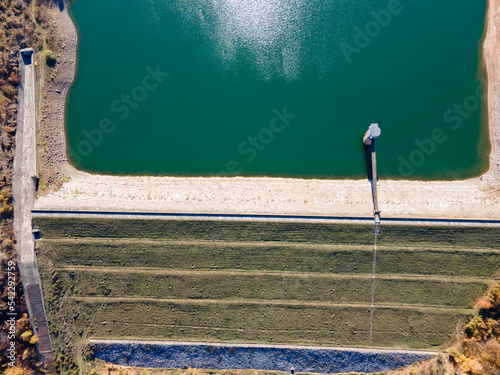 Aerial view of Bebresh reservoir at Vitinya Pass, Bulgaria photo