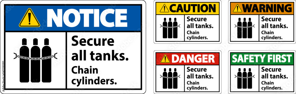 Notice Sign Secure All Tanks, Chain Cylinders Notice Sign Secure All Tanks, Chain Cylinders