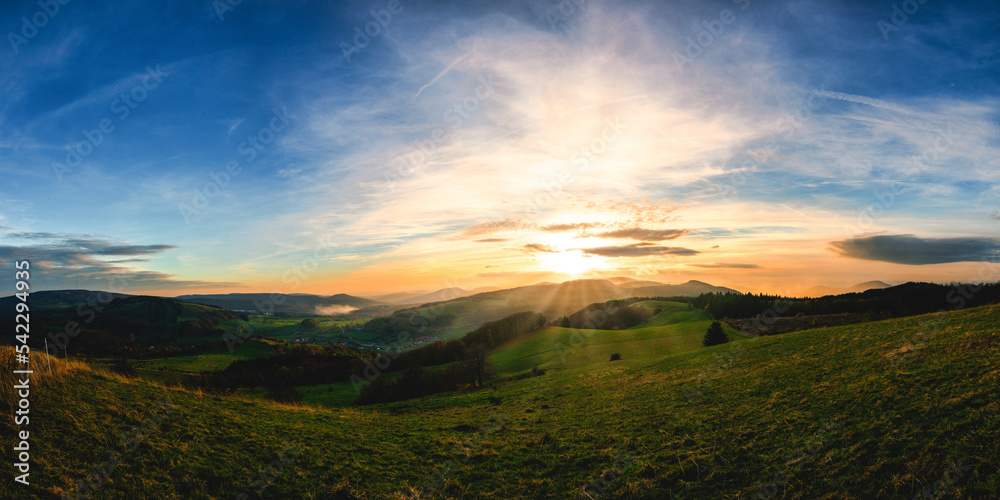Rhön, Landschaft, Natur, Sonnenuntergang, Himmeldunkberg, Deutschland, Unterfranken