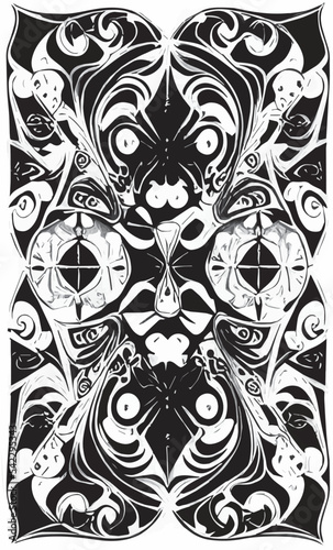 Decorative black and white gothic ornament, base for tattoo