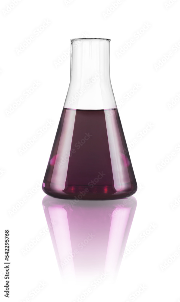 Hemical flask with red fluid isolated on white background Hemical flask with red fluid isolated on white background