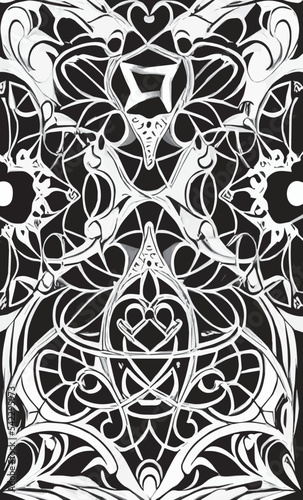 Decorative black and white gothic ornament, base for tattoo