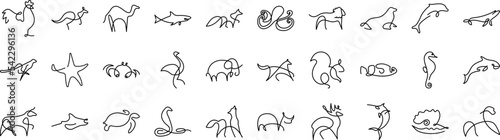 Animals one line icon collections vector design