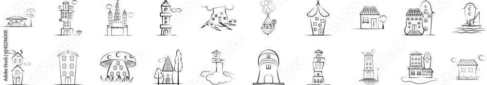 Imaginary house icon collections vector design