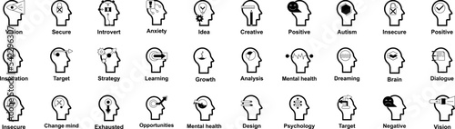 Human mind icon collections vector design