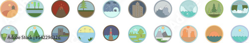 Landscapes icon collections vector design