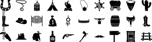 Wild west material icon collections vector design