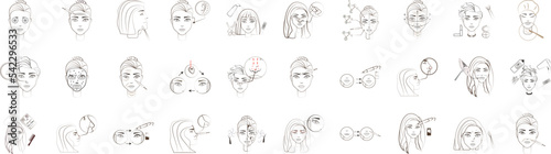 beauty and anti-aging icon collections vector design