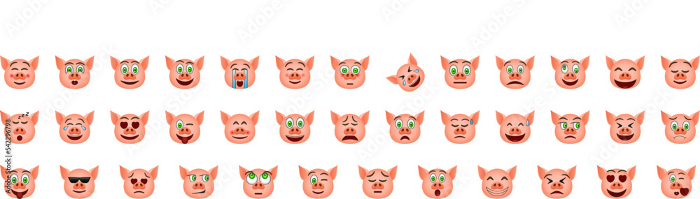 Emoji pig icon collections vector design