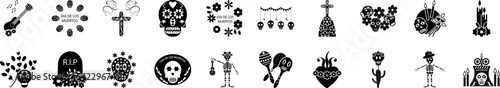 Dia de los muertos icon collections vector design
