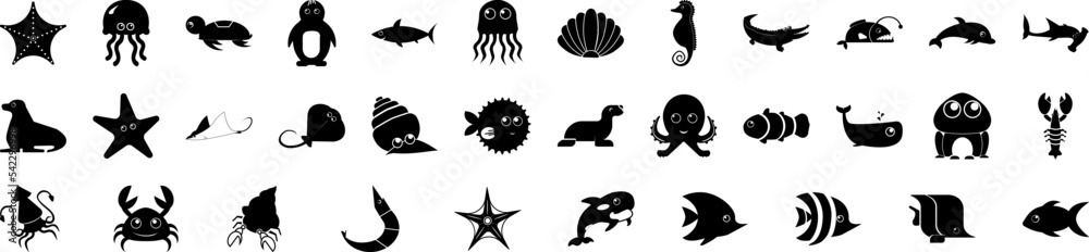 Sea animal icon collections vector design Sea animal icon collections vector design
