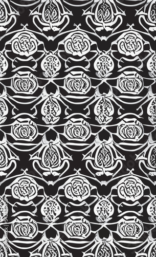 Decorative black and white gothic ornament, base for tattoo