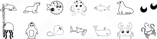 Sea animal icon collections vector design