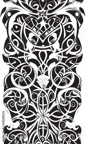 Decorative black and white gothic ornament, base for tattoo