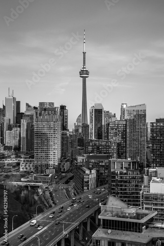 Toronto cityscape in black and white