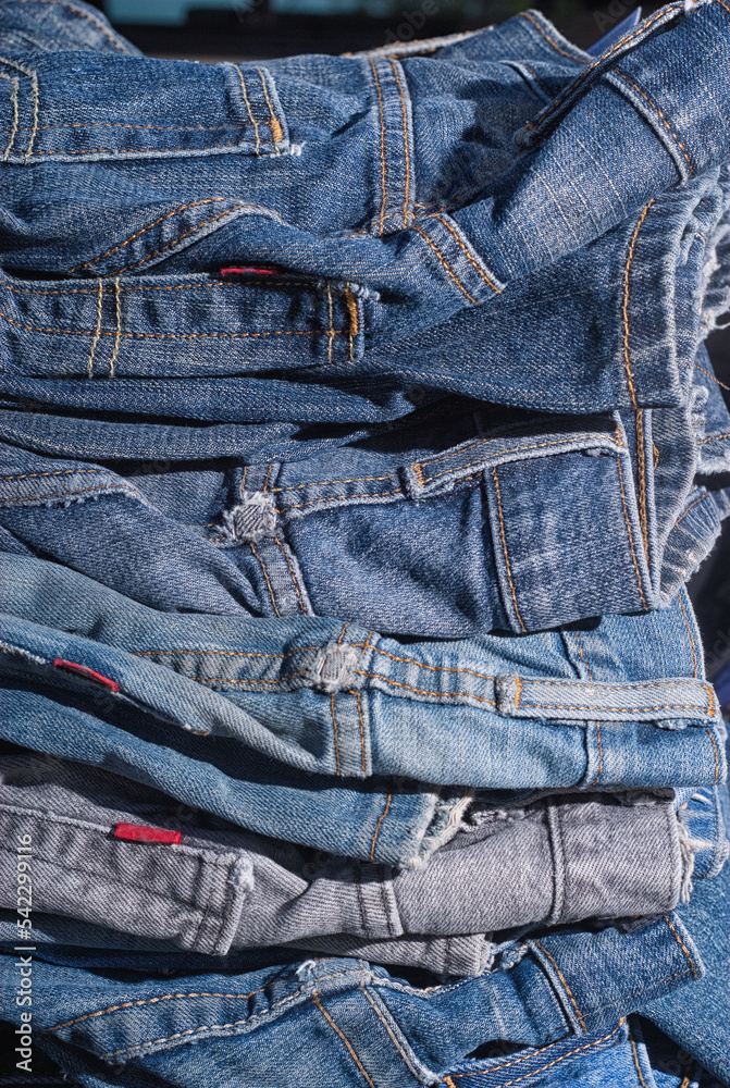 A stack of jeans. A stack of jeans.