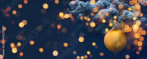Christmas header background with Christmas tree