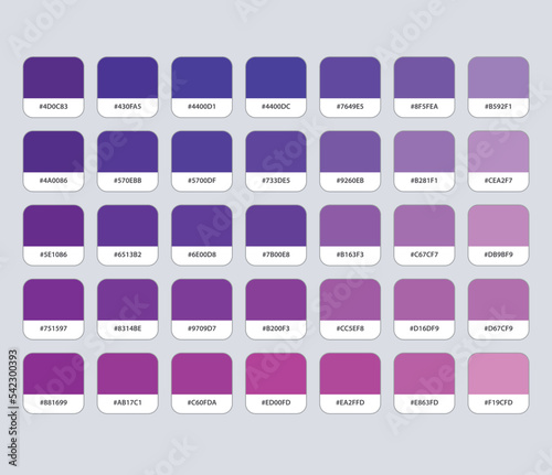 Violet color palette with hex