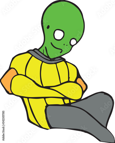 Alien No Estilo! Ilustração para vetor, fundo transparente.