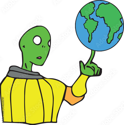 Alien Planeta À Vista. Ilustração Para Vetor, fundo transparente. Planeta Terra /Alienígena. 