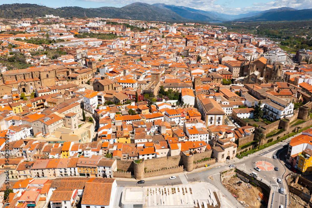 Drone photo of Plasencia, province of Caceres, Extremadura, Western Spain.