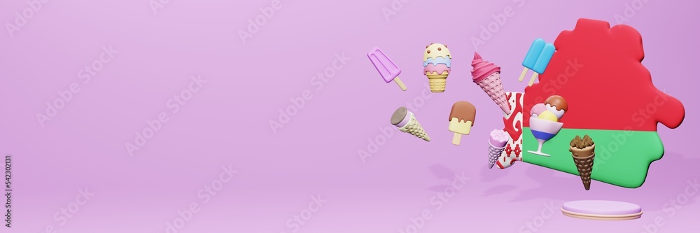 3d rendering of ice cream consumption in Belarus for social media content
