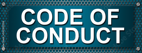 Code of conduct text quote on a banner