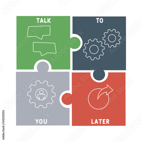 TTYL - Talk To You Later acronym. business concept background.  vector illustration concept with keywords and icons. lettering illustration with icons for web banner, flyer, landing