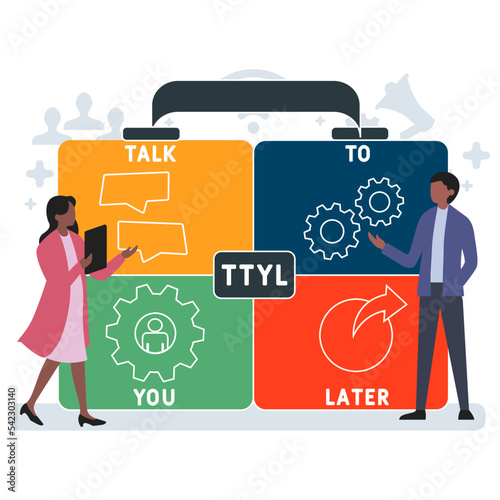 TTYL - Talk To You Later acronym. business concept background.  vector illustration concept with keywords and icons. lettering illustration with icons for web banner, flyer, landing