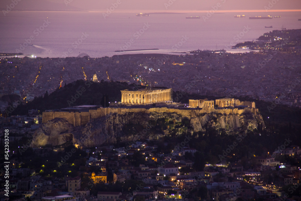 Beautiful view of the Acropolis in Athens, Greece