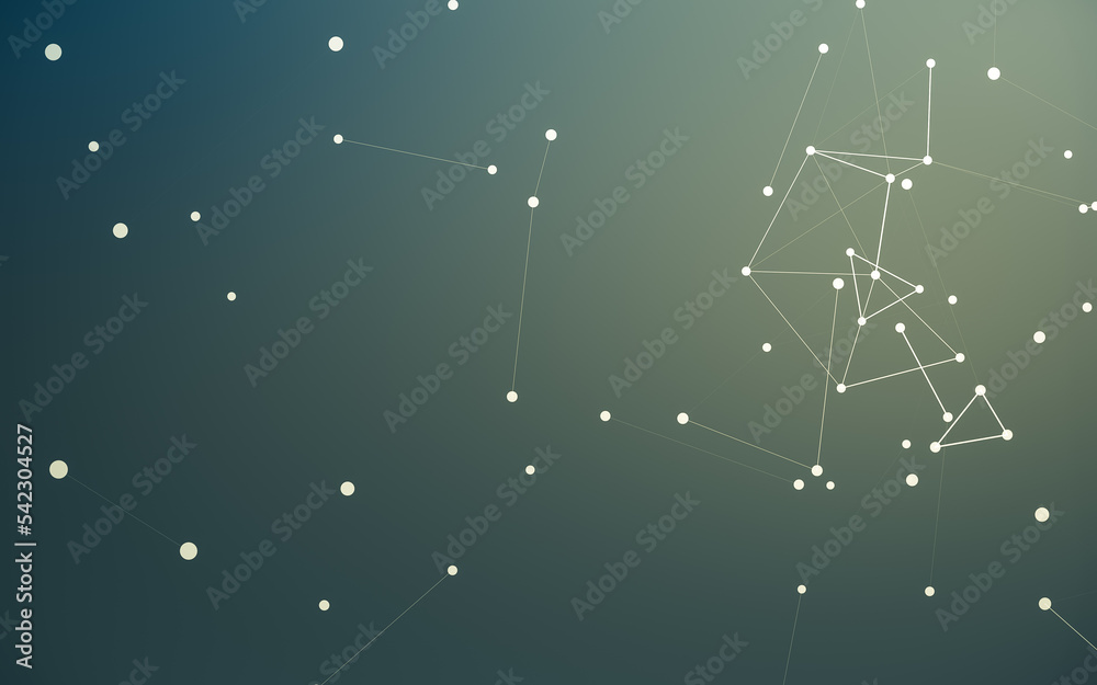 Fototapeta premium Abstract background. Molecules technology with polygonal shapes, connecting dots and lines. Connection structure. Big data visualization.
