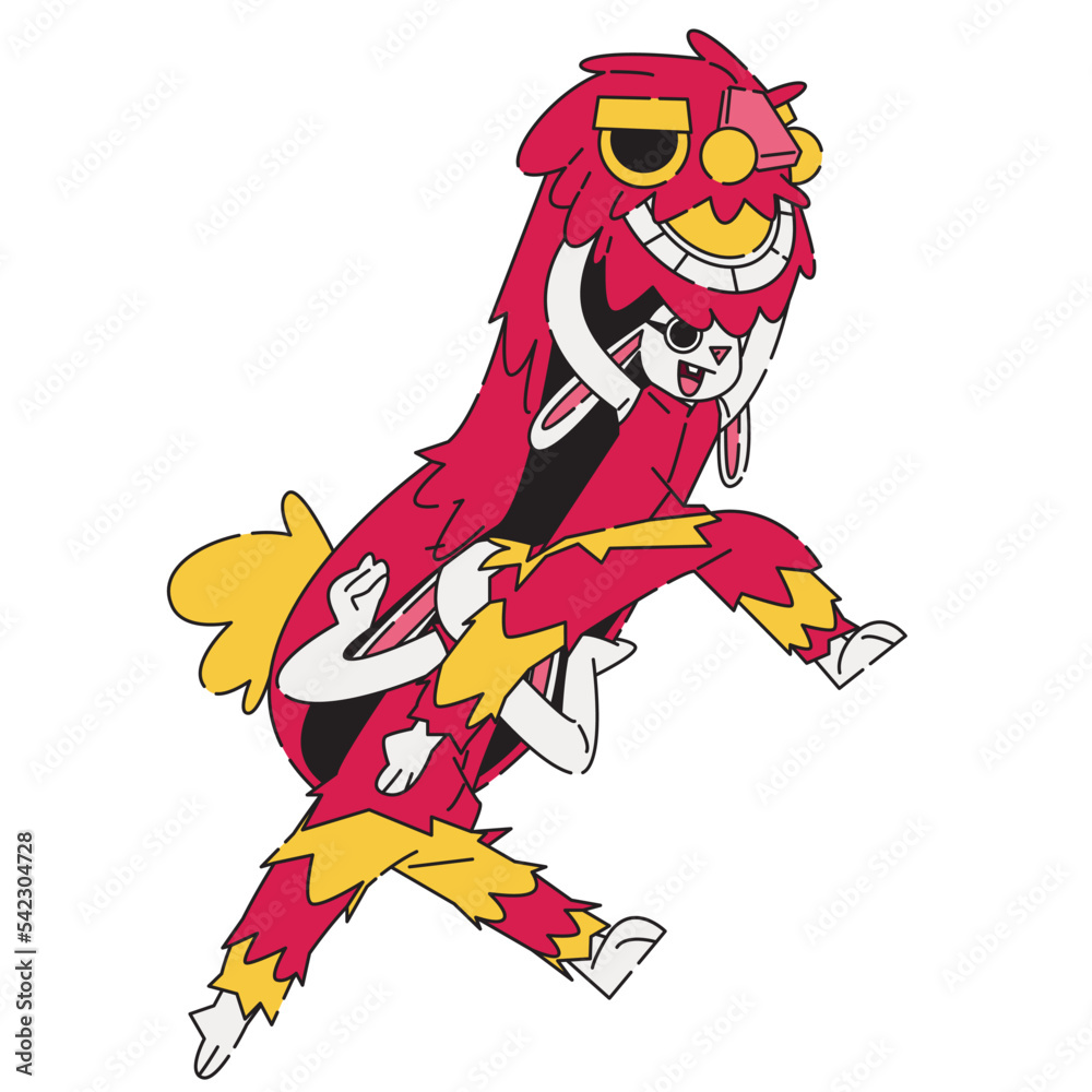 Rabbit Welcomes Lunar New Year Performs a lion dance in flat design Rabbit Welcomes Lunar New Year Performs a lion dance in flat design