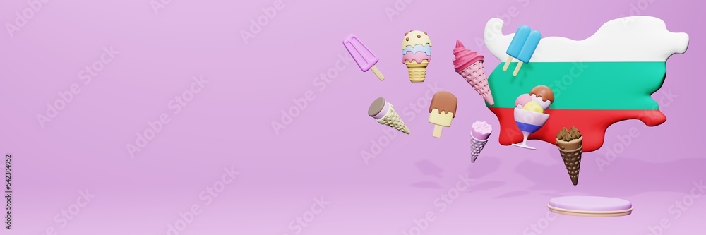 3d rendering of ice cream consumption in Bulgaria for social media content