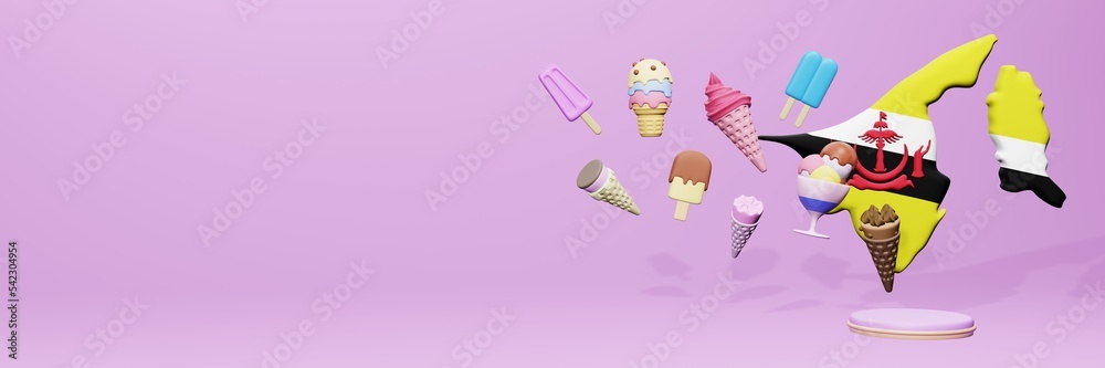 3d rendering of ice cream consumption in Brunei for social media content