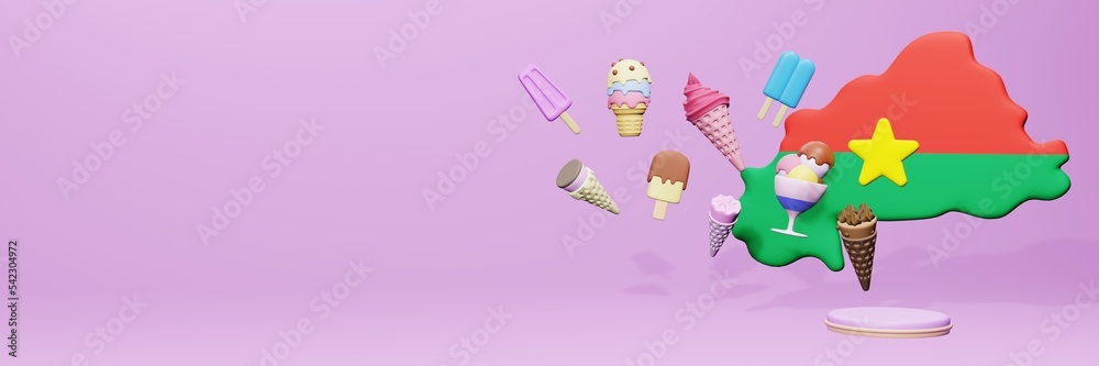 3d rendering of ice cream consumption in Burkina Faso for social media content