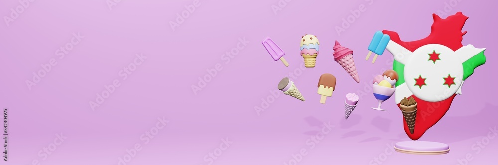 3d rendering of ice cream consumption in Burundi for social media content